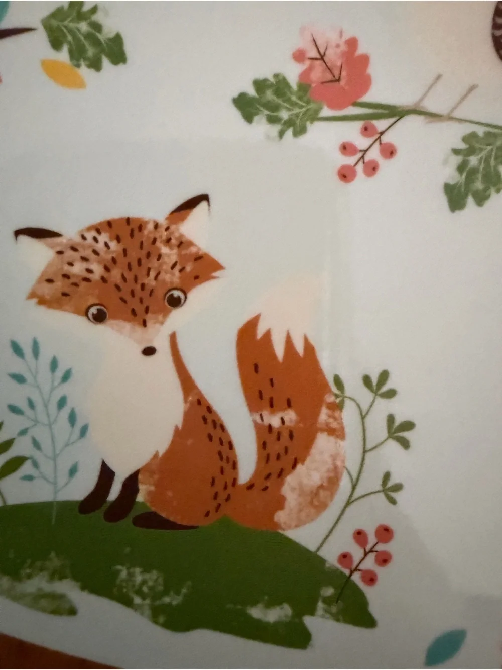 Melamine MidCentury Like 9” Woodland Animals Plates (3) Green orange, kids Retro